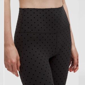 Lululemon Athletica Black Flocked Polka Dot Leggings
